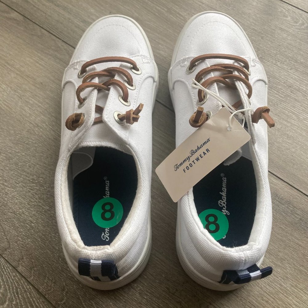 TOMMY BAHAMA Women white canvas sneakers. Size 7-8 - Picture 5 of 5